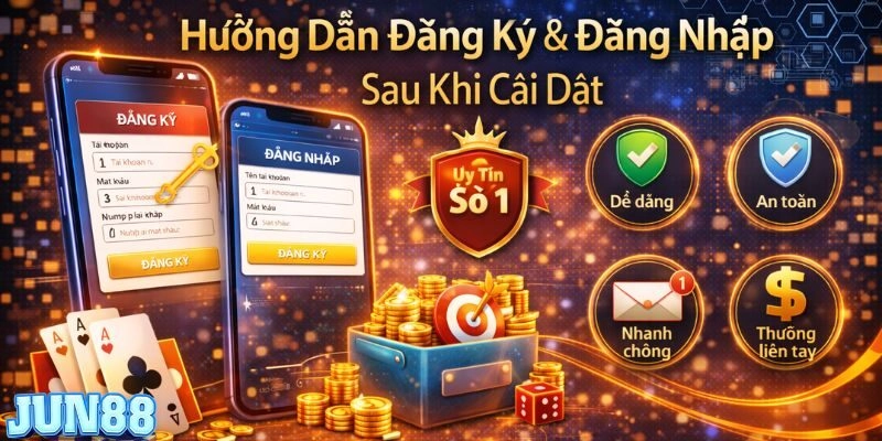 Hướng dẫn đăng ký đăng nhập khi tải app jun88 xong